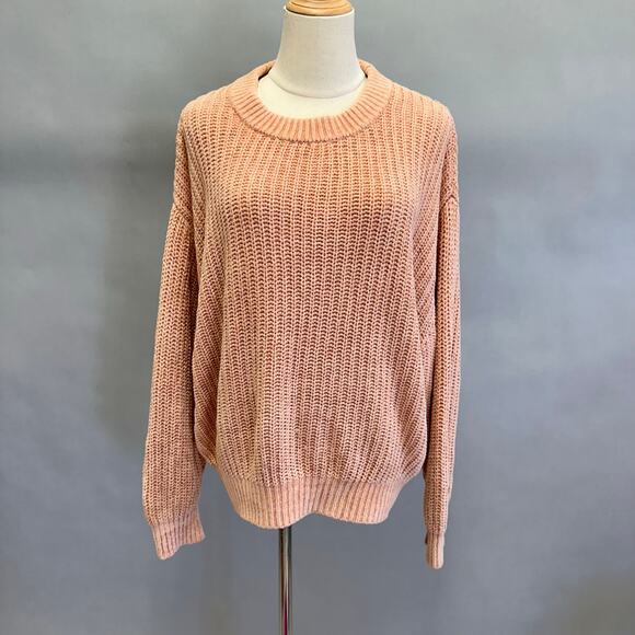 ARITZIA WILFRED Essential Chenille Sweater Women's Size Large Peach Slouchy - Picture 1 of 13